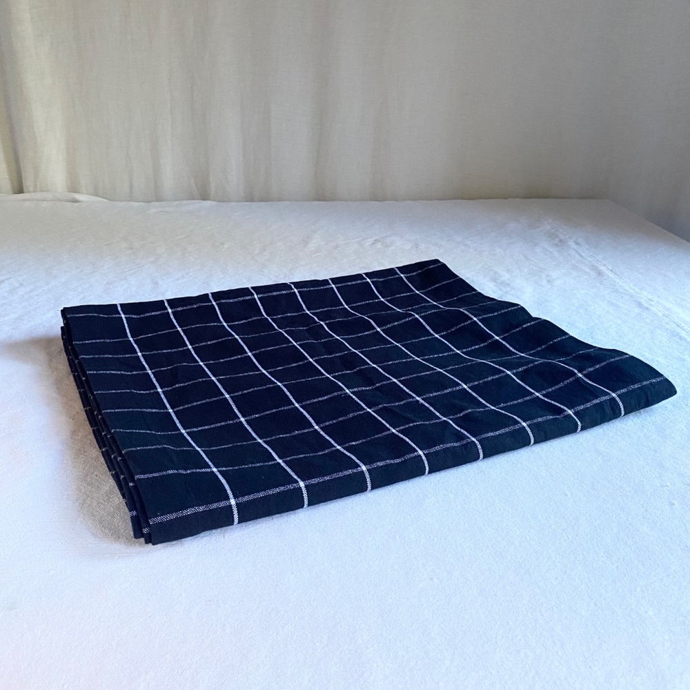 Sur La Table Black & White Grid Cotton Table Runner 16x108" – Modern Minimalist - Picture 11 of 11